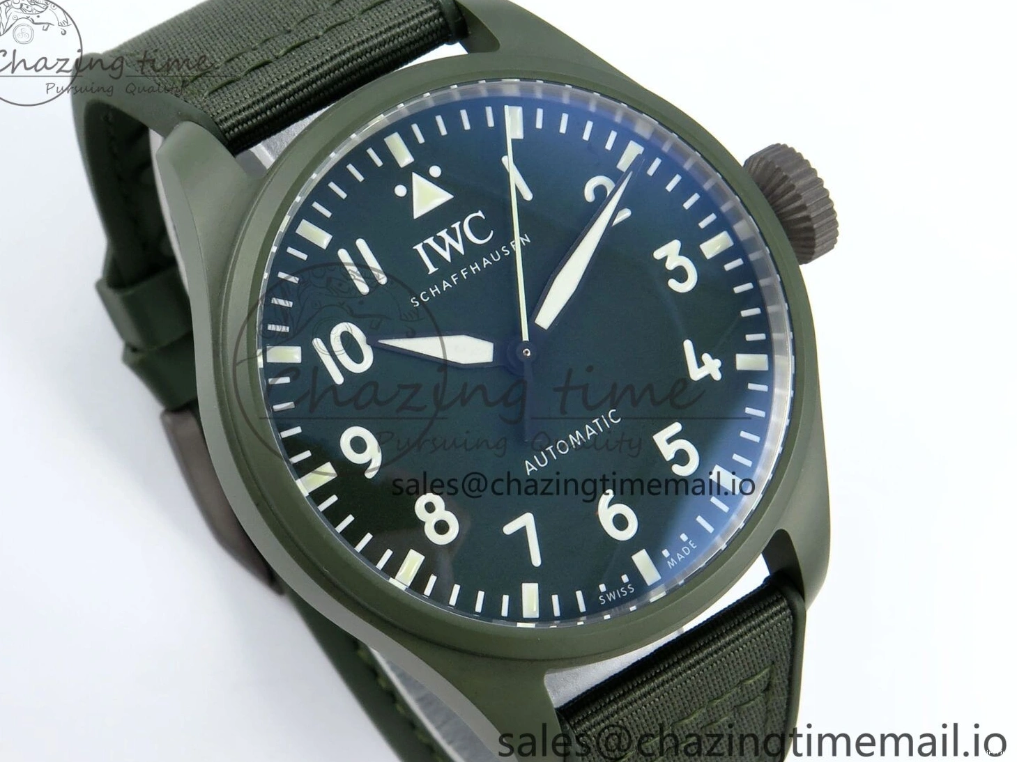 MIROTIME 0302 Big Pilot IW329802 M+F 1:1 Best Edition Green Dial on Green Nylon Strap MY Unique 7002